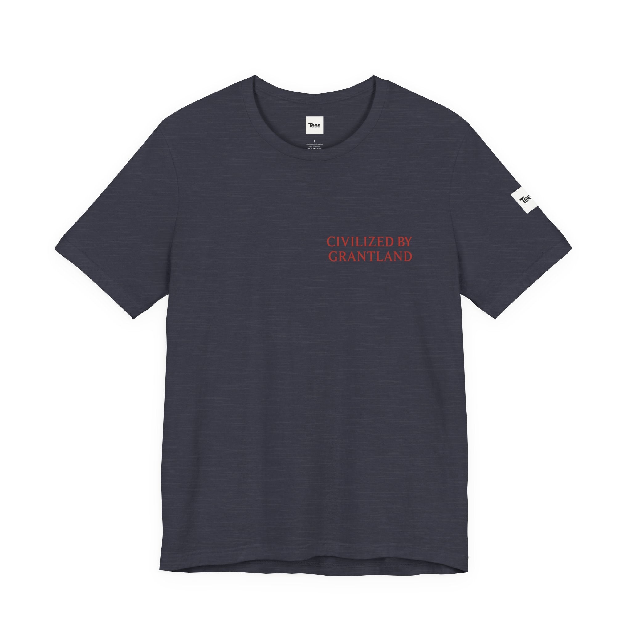 Civilized By Grantland T-Shirt – Minimal Serif Chest Print – Sports Media Inspired Tee