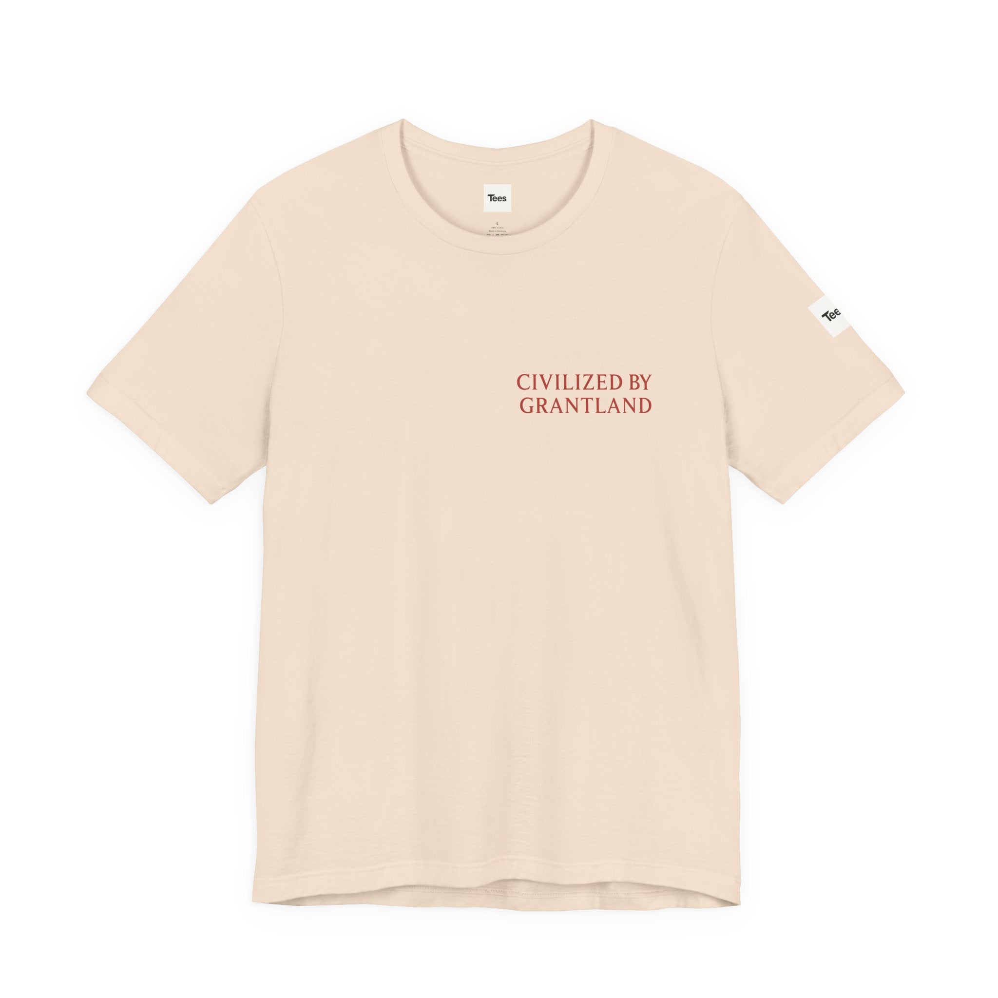 Civilized By Grantland T-Shirt – Minimal Serif Chest Print – Sports Media Inspired Tee